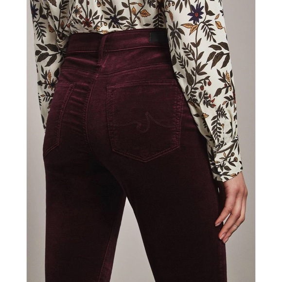 AG Adriano Goldschmied The Farrah High Rise Skinny Red Velvet Jeans EUC Size 24 - Picture 5 of 9